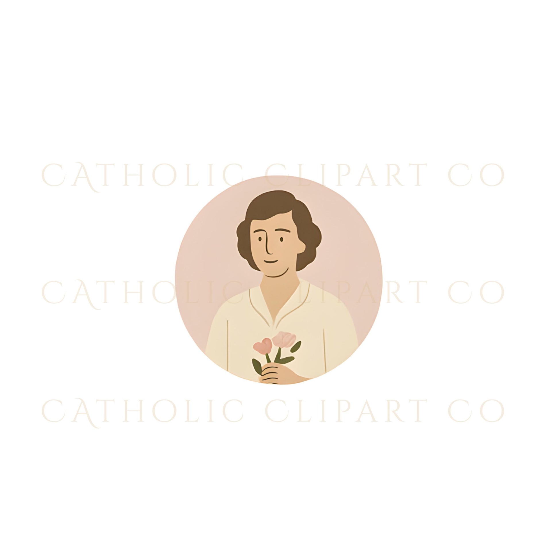 St. Cecilia with harp sticker-style art | Santa Cecilia con arpa estilo sticker