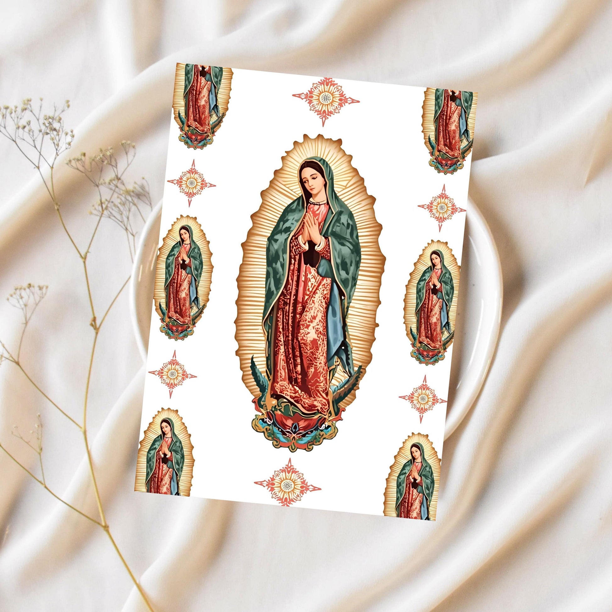 Watercolor Virgin Mary pattern for crafts – Patrón acuarela de la Virgen María para manualidades