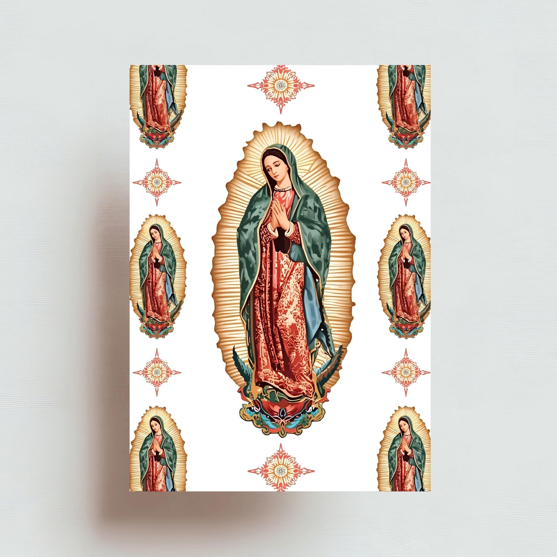 Holy card style Virgin Mary artwork background – Fondo estilo estampa religiosa de la Virgen María