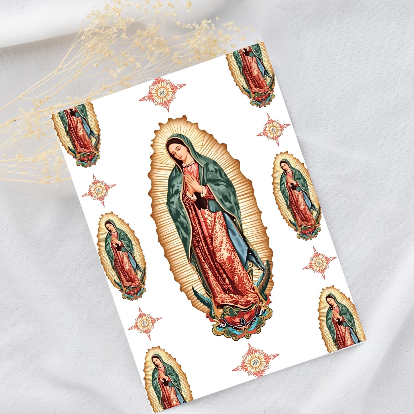 Printable Guadalupe pattern for feast day crafts – Patrón imprimible de Guadalupe para manualidades del 12 de diciembre