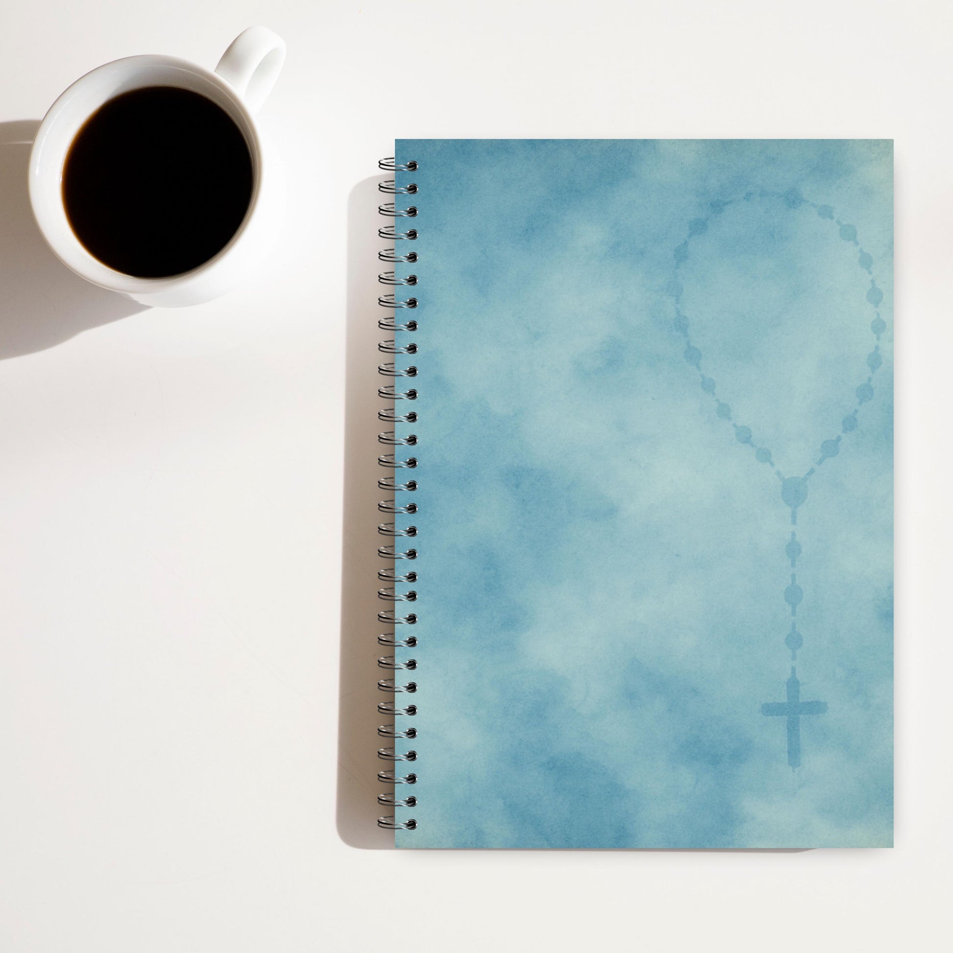 Non-seamless blue Catholic background with gentle gold accents | Fondo católico azul sin trama con detalles dorados suaves