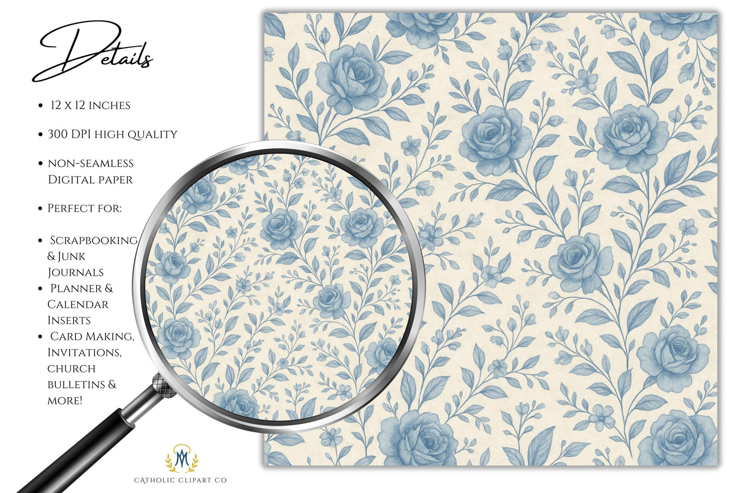Christian craft paper featuring Marian blue tones and vintage texture | Papel cristiano para manualidades en tonos marianos con textura vintage