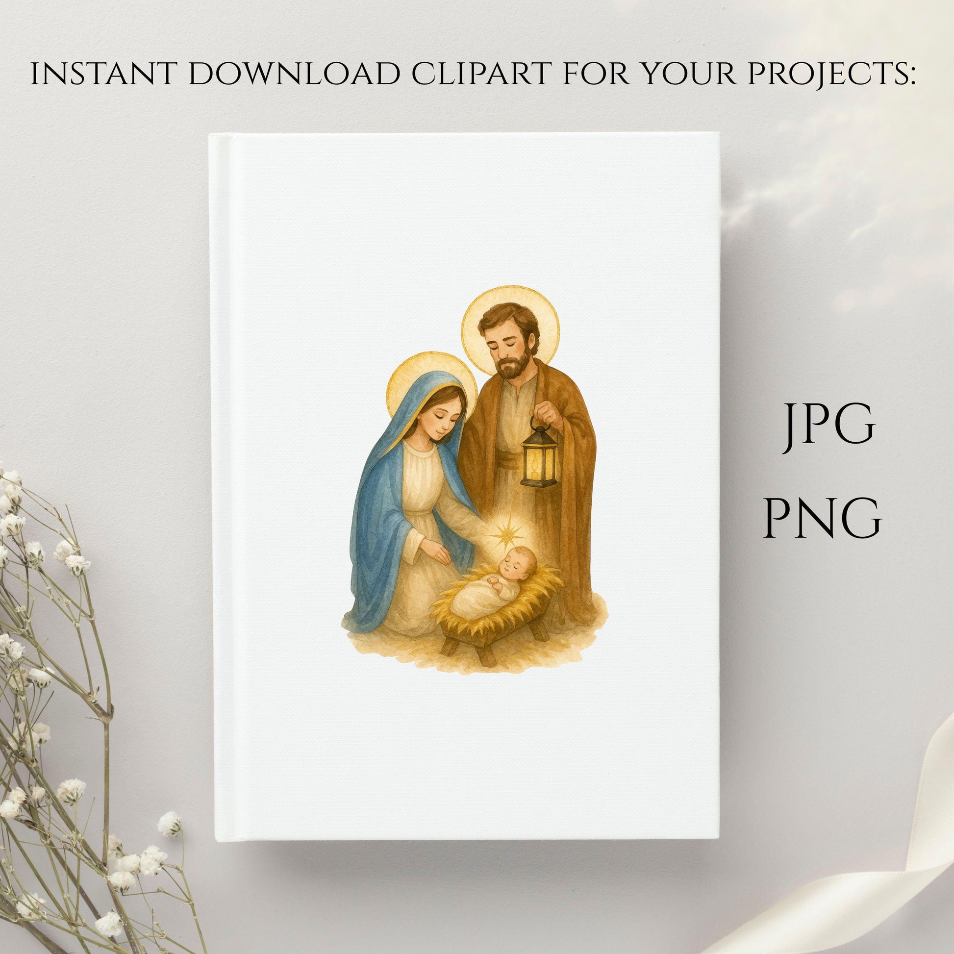 Christian watercolor animals for Nativity scene — Animales cristianos en acuarela para escena de la Natividad