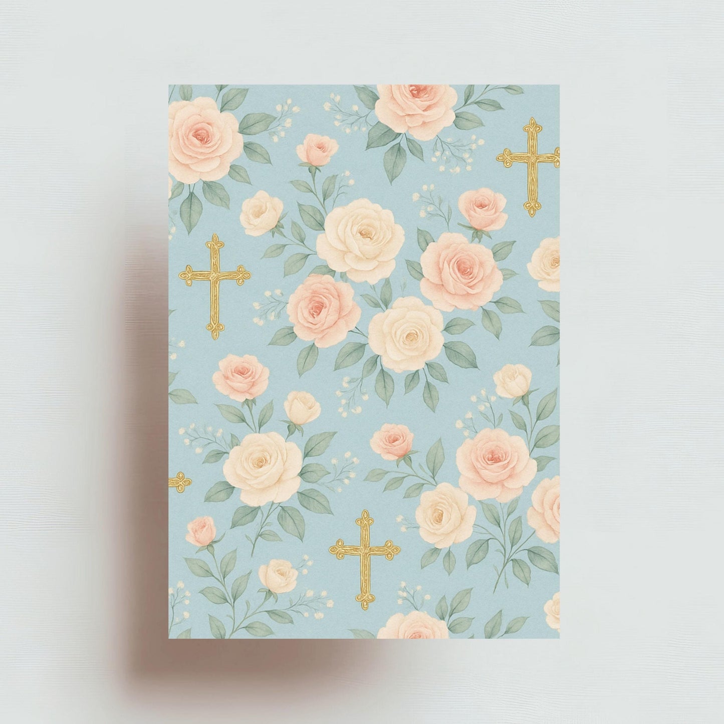 Shabby chic floral paper with vintage roses in warm tones • Papel floral shabby chic con rosas vintage en tonos cálidos