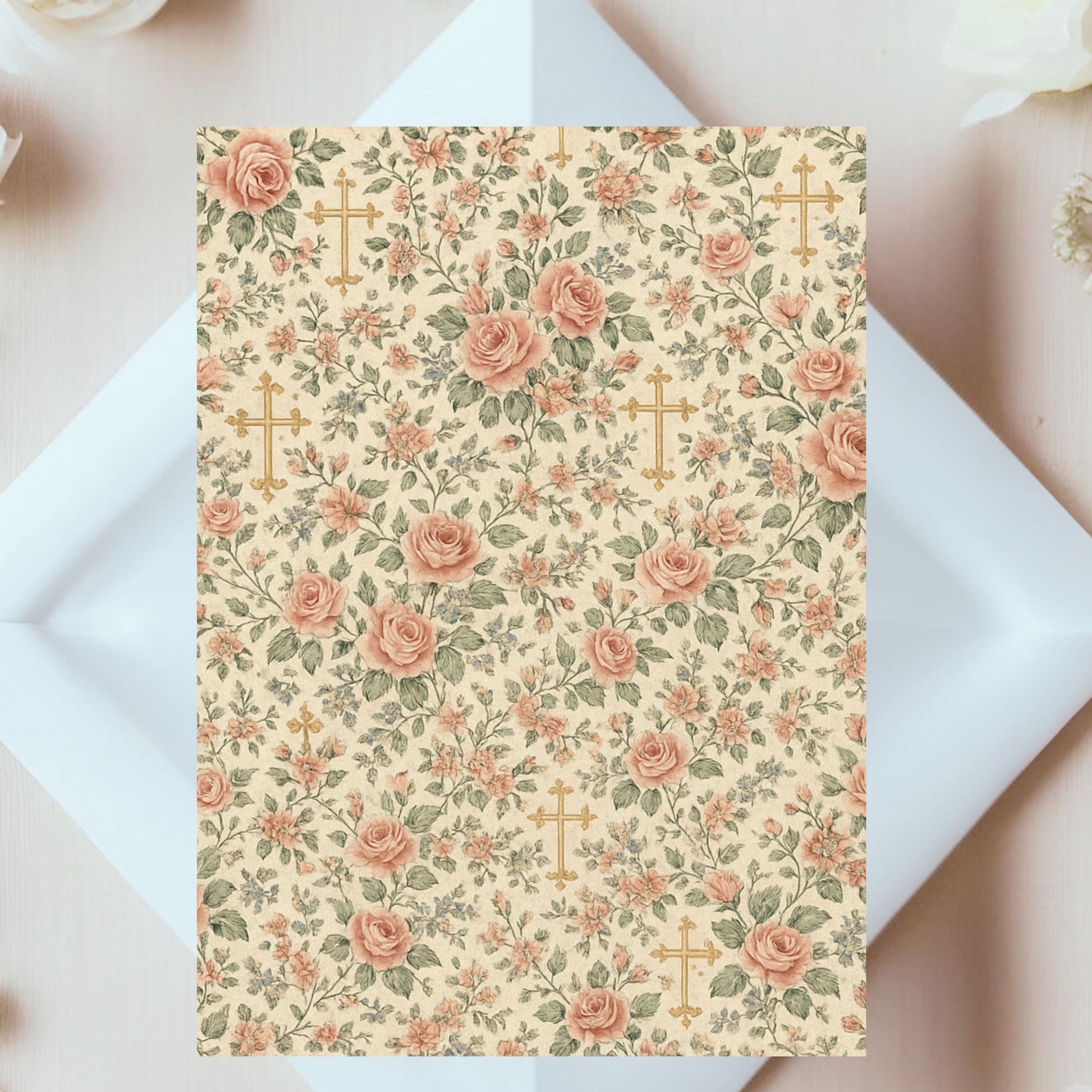 Antique floral print with small clustered roses • Estampado floral antiguo con racimos de rosas pequeñas