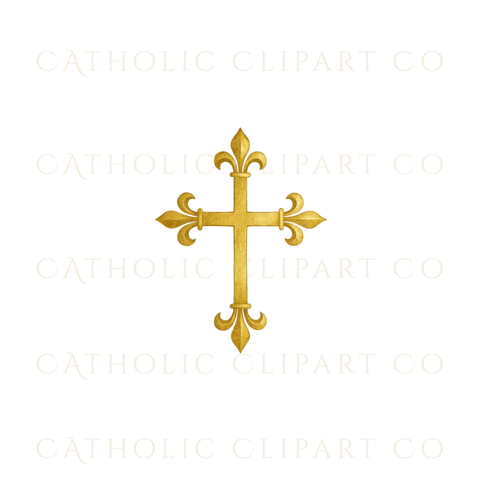 Golden Cross Clipart Bundle | Gold Christian Crosses PNG SVG JPG | Catholic Clipart, Baptism, First Communion, Wedding Printable Designs