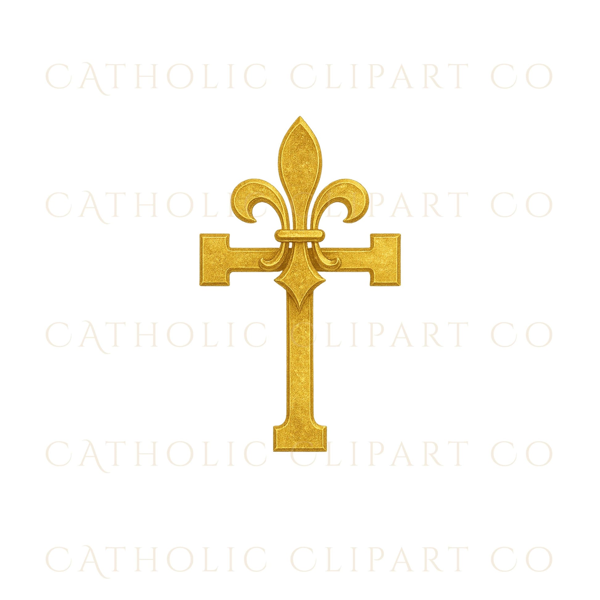 Watercolor gold cross for baptism invites | Cruz dorada acuarela para invitaciones de bautizo