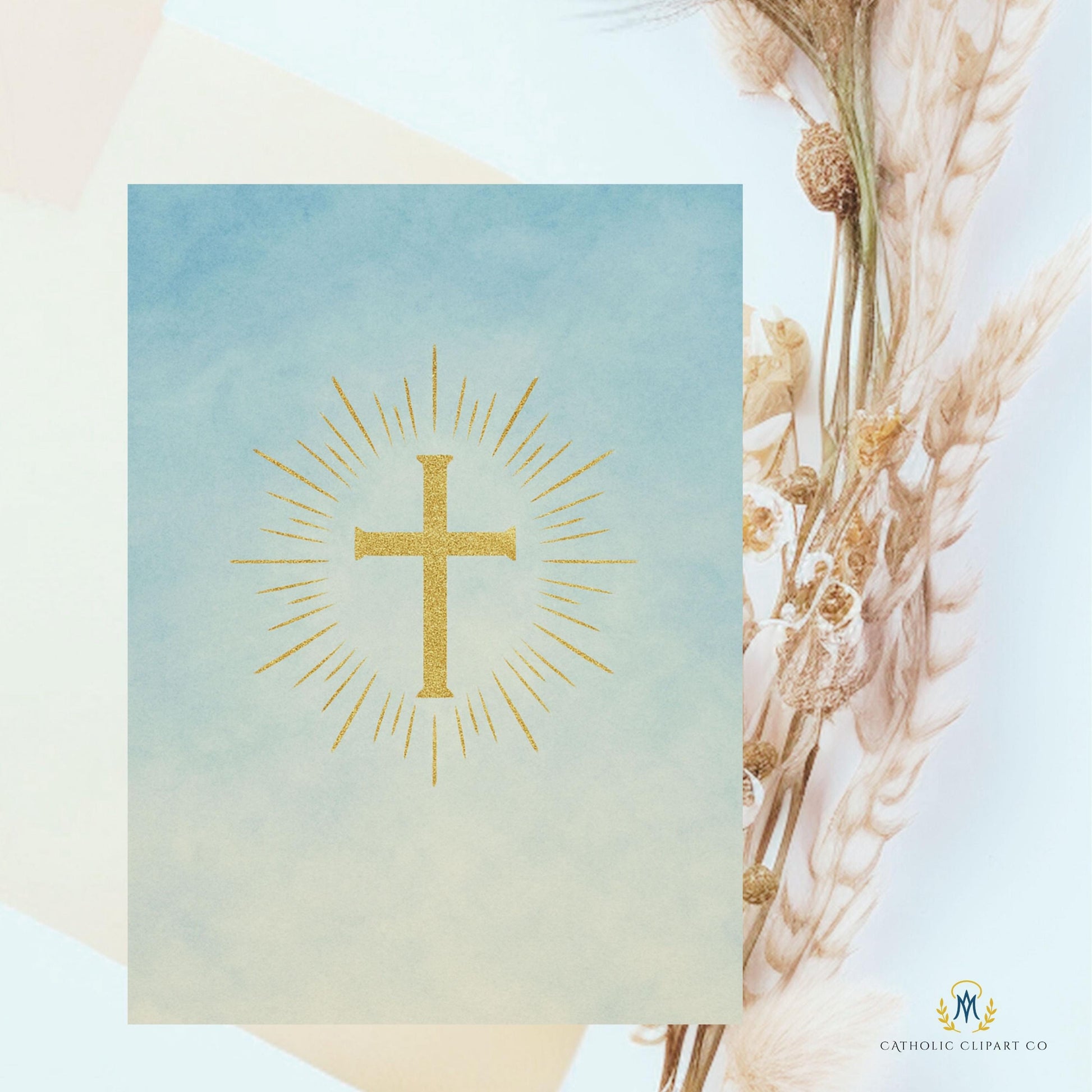 Gold rays illustration with watercolor gradient — Ilustración de rayos dorados con degradado acuarela