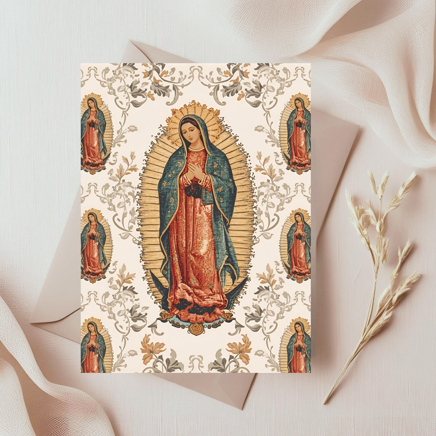 Catholic printable background with gold accents / Fondo imprimible católico con detalles dorados