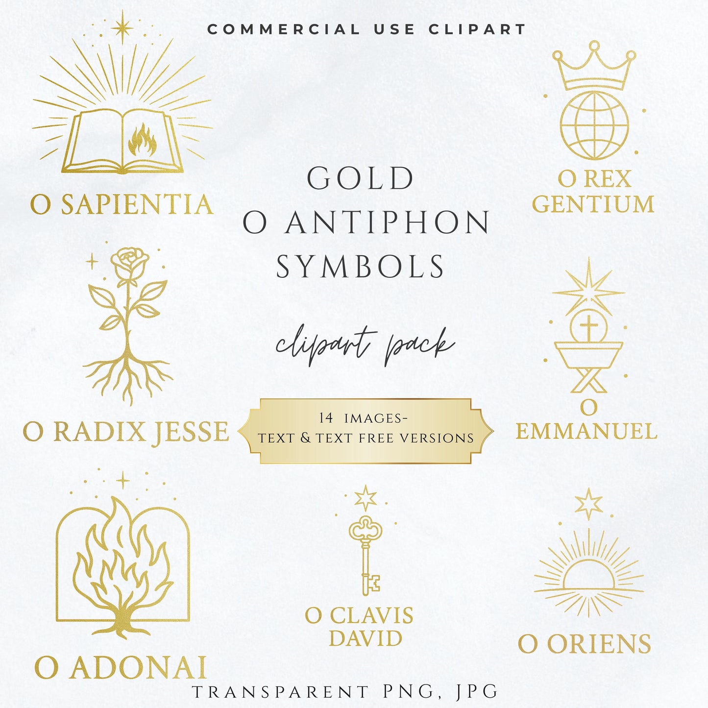 Gold O Sapientia symbol with open book and rays • Símbolo dorado O Sapientia con libro abierto y rayos