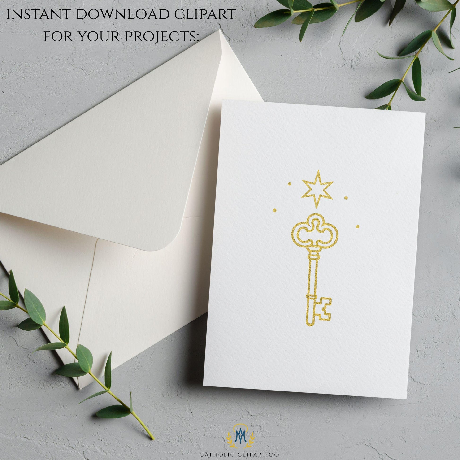 Catholic O Antiphon symbols in gold foil • Símbolos católicos de las Antífonas O en dorado