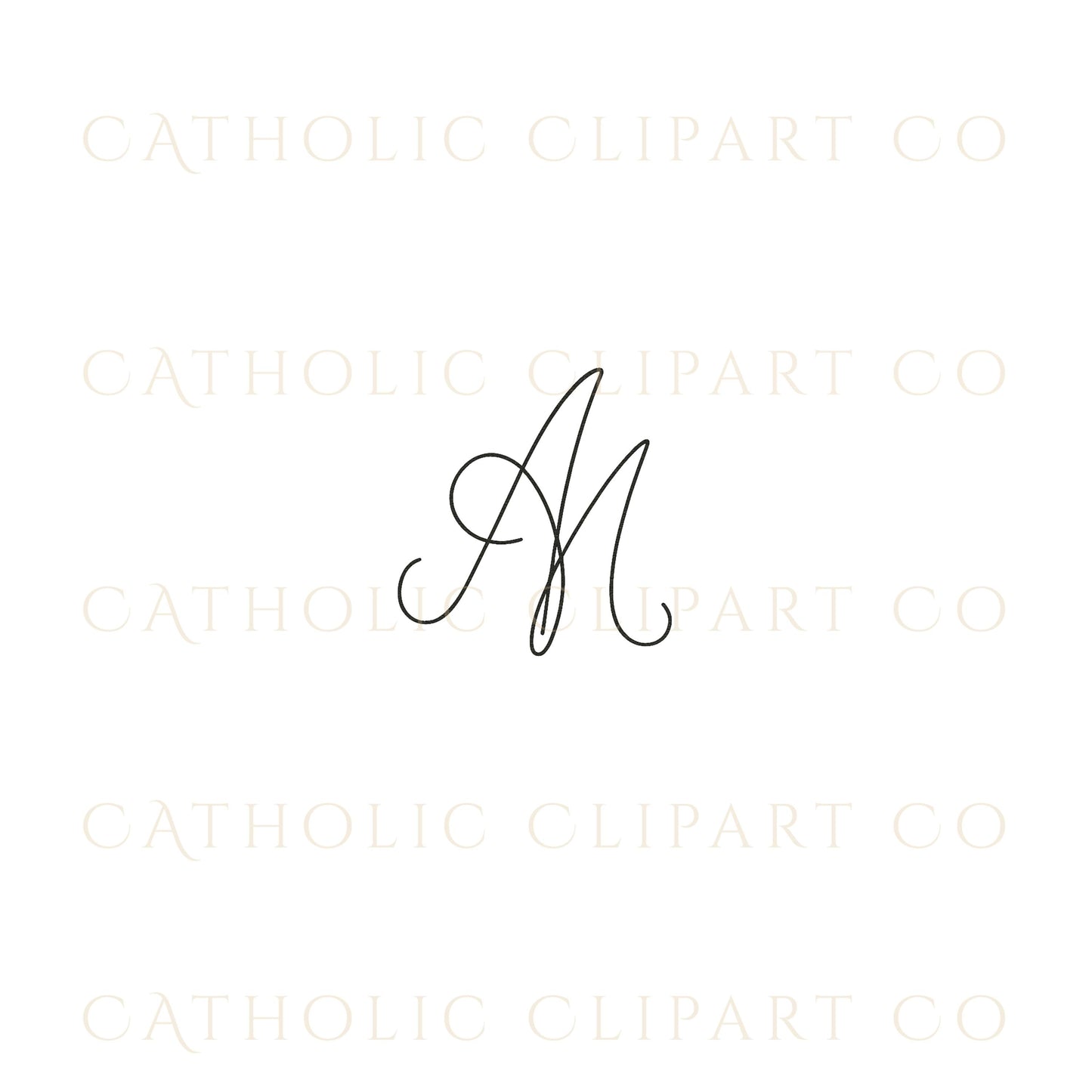 Blue Marian monogram with soft flower accents • Monograma mariano azul con flores suaves