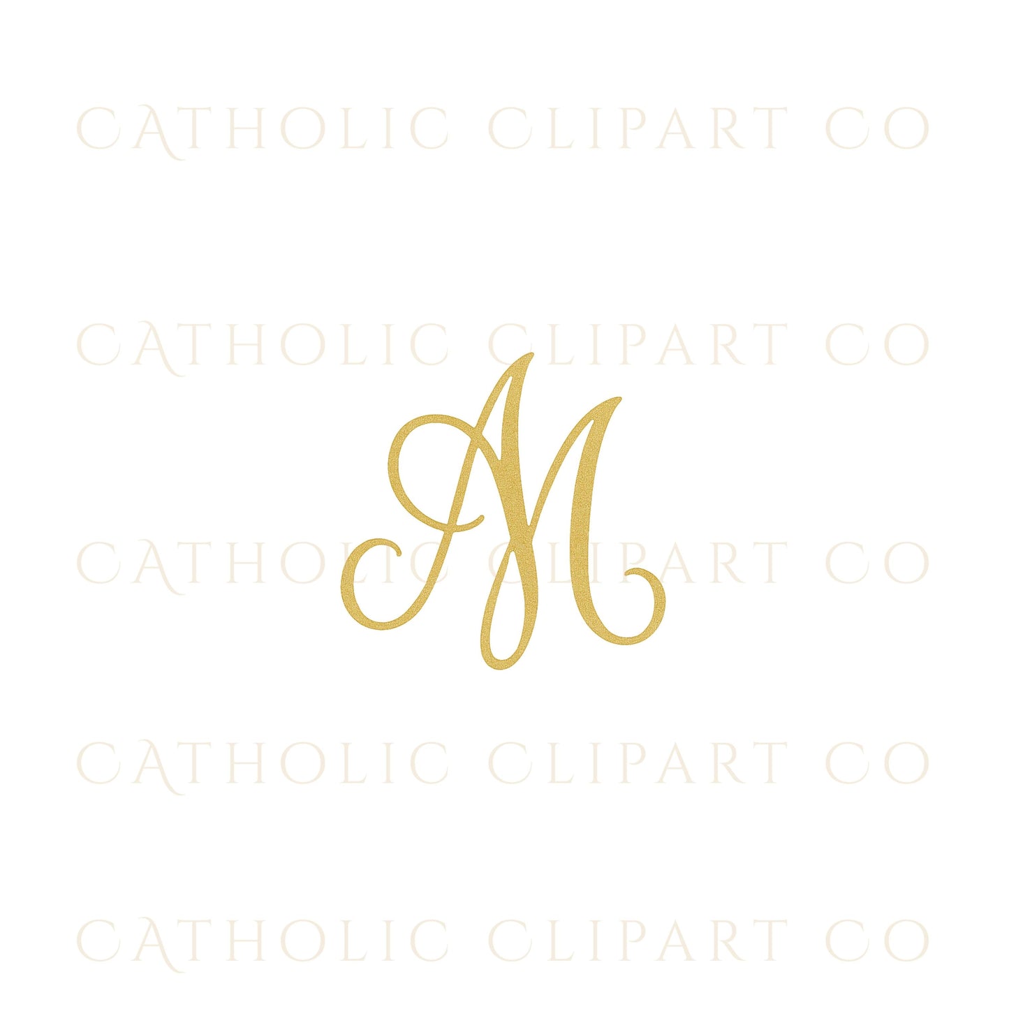 Marian Monogram Clipart |Catholic M Monogram Collection |Floral Marian Auspice Symbols | Blue & Gold Catholic Clipart |PNG JPG Christian Art