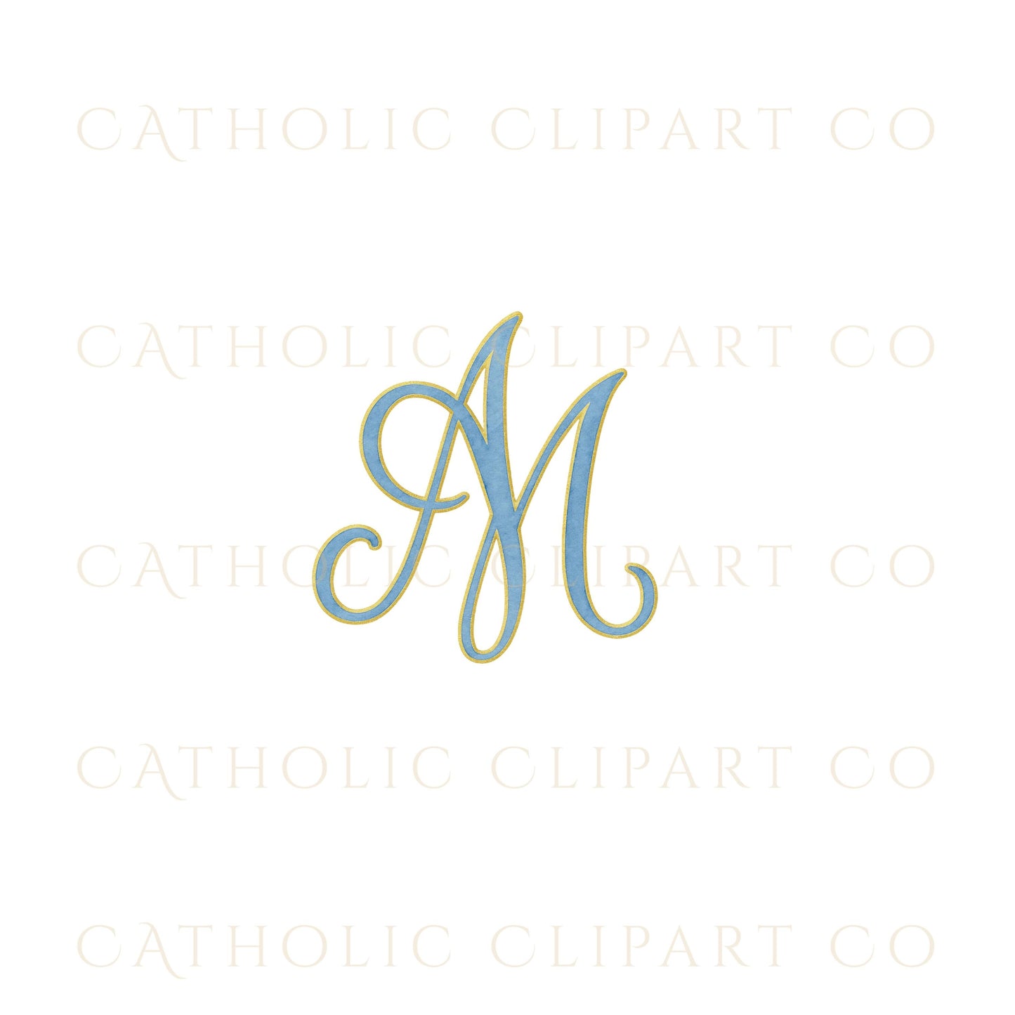 Gold Marian monogram with star crown • Monograma mariano dorado con corona de estrellas