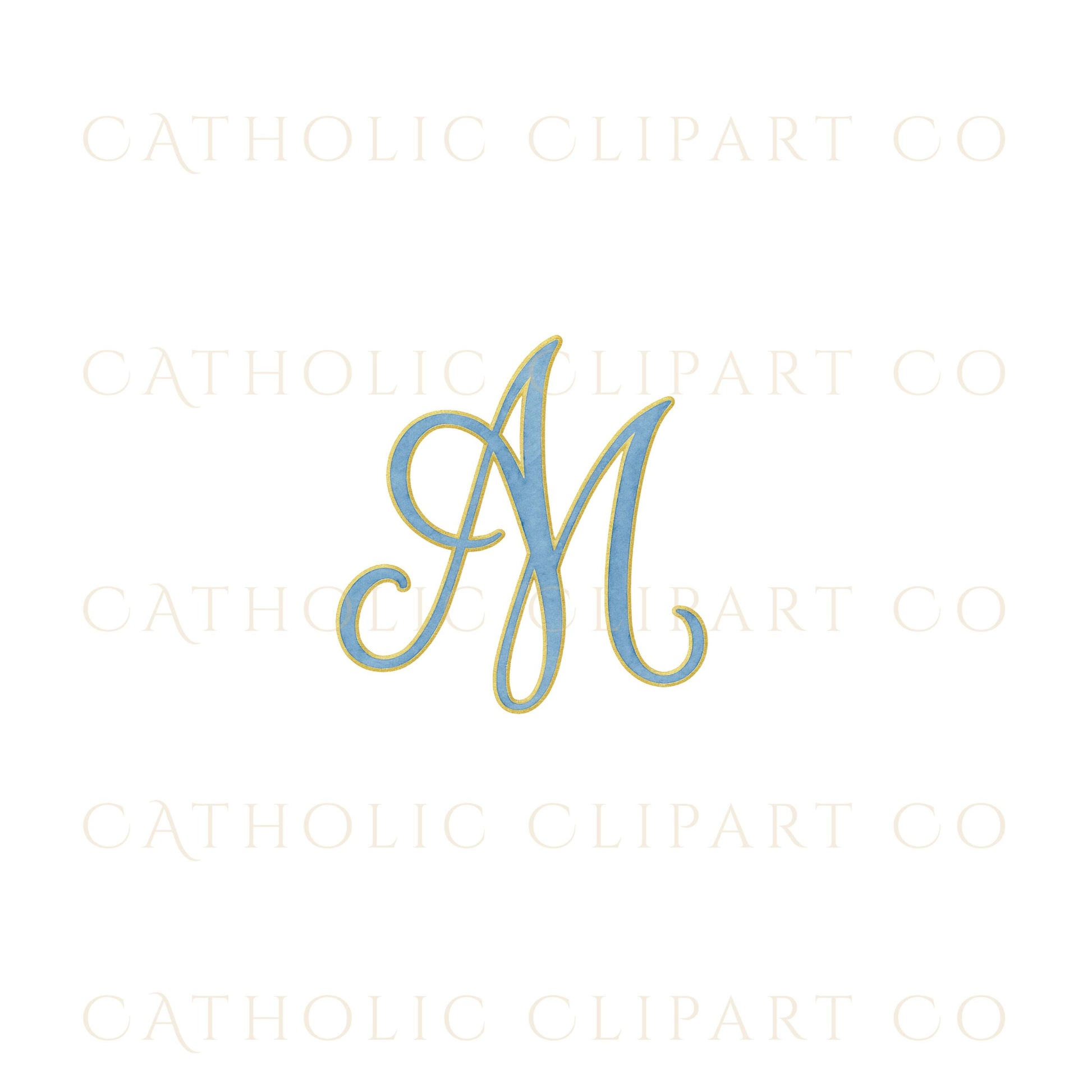 Gold Marian monogram with star crown • Monograma mariano dorado con corona de estrellas