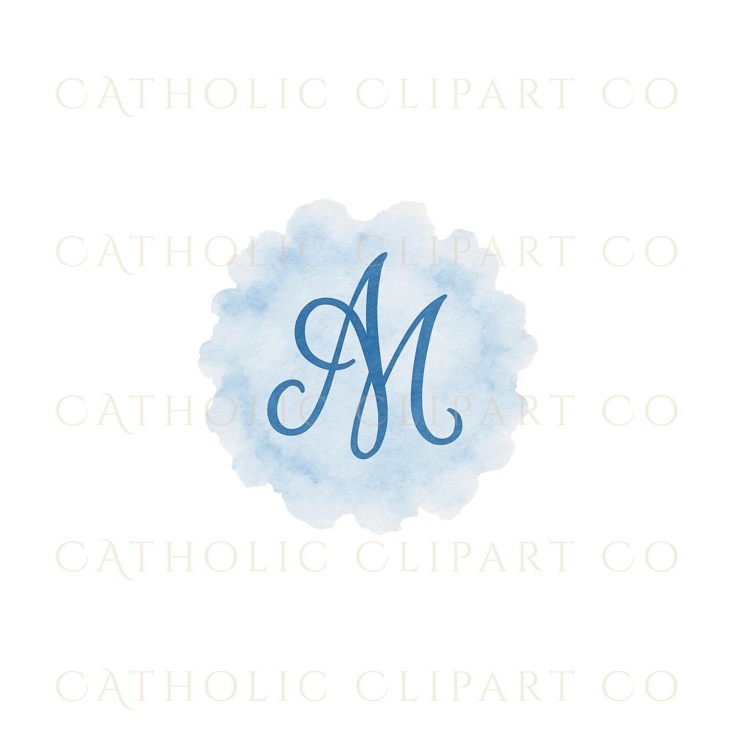 Floral Marian monogram with roses and greenery • Monograma mariano floral con rosas y follaje