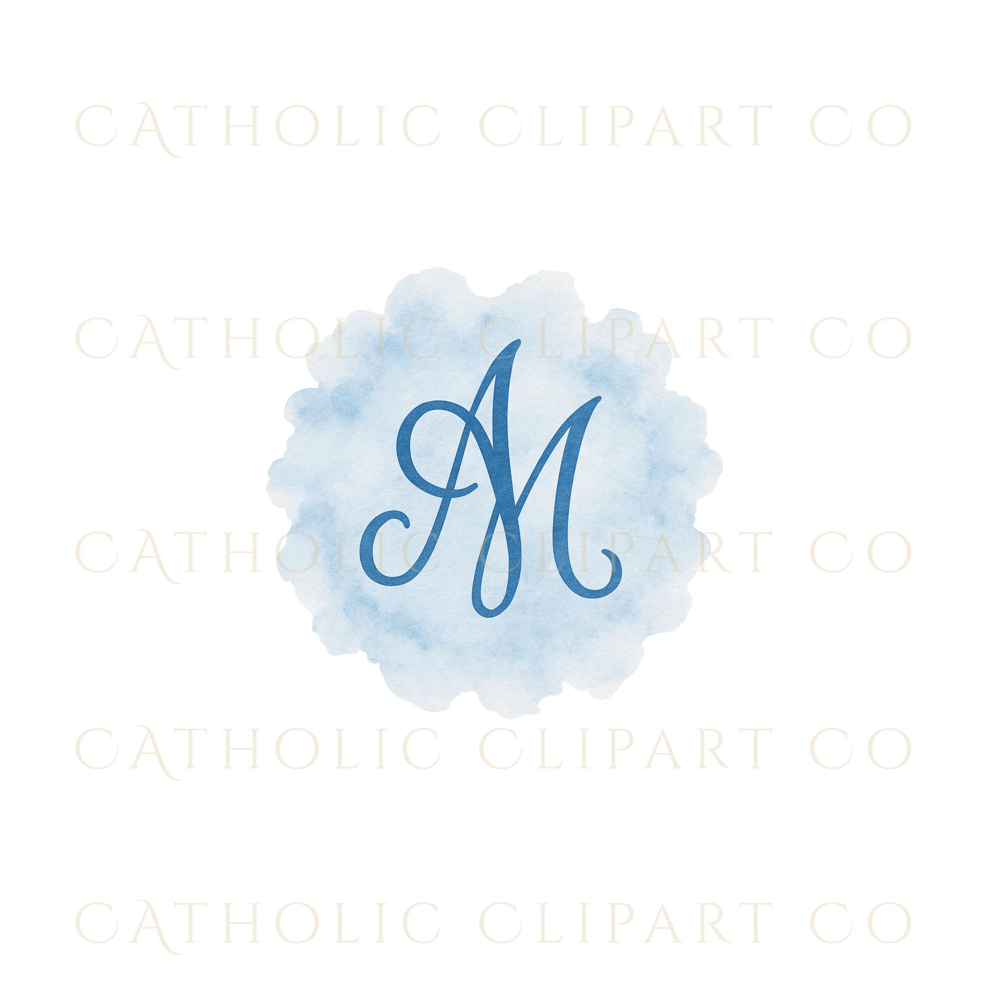 Floral Marian monogram with roses and greenery • Monograma mariano floral con rosas y follaje