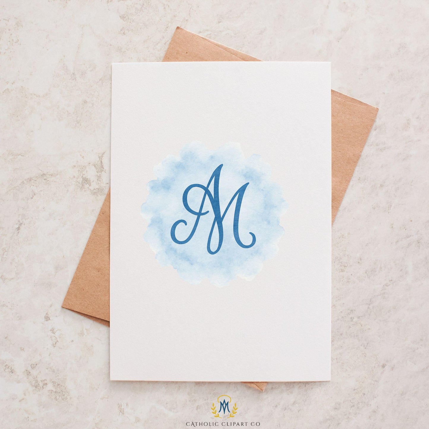 Watercolor Marian emblem for devotional art • Emblema mariano en acuarela para arte devocional