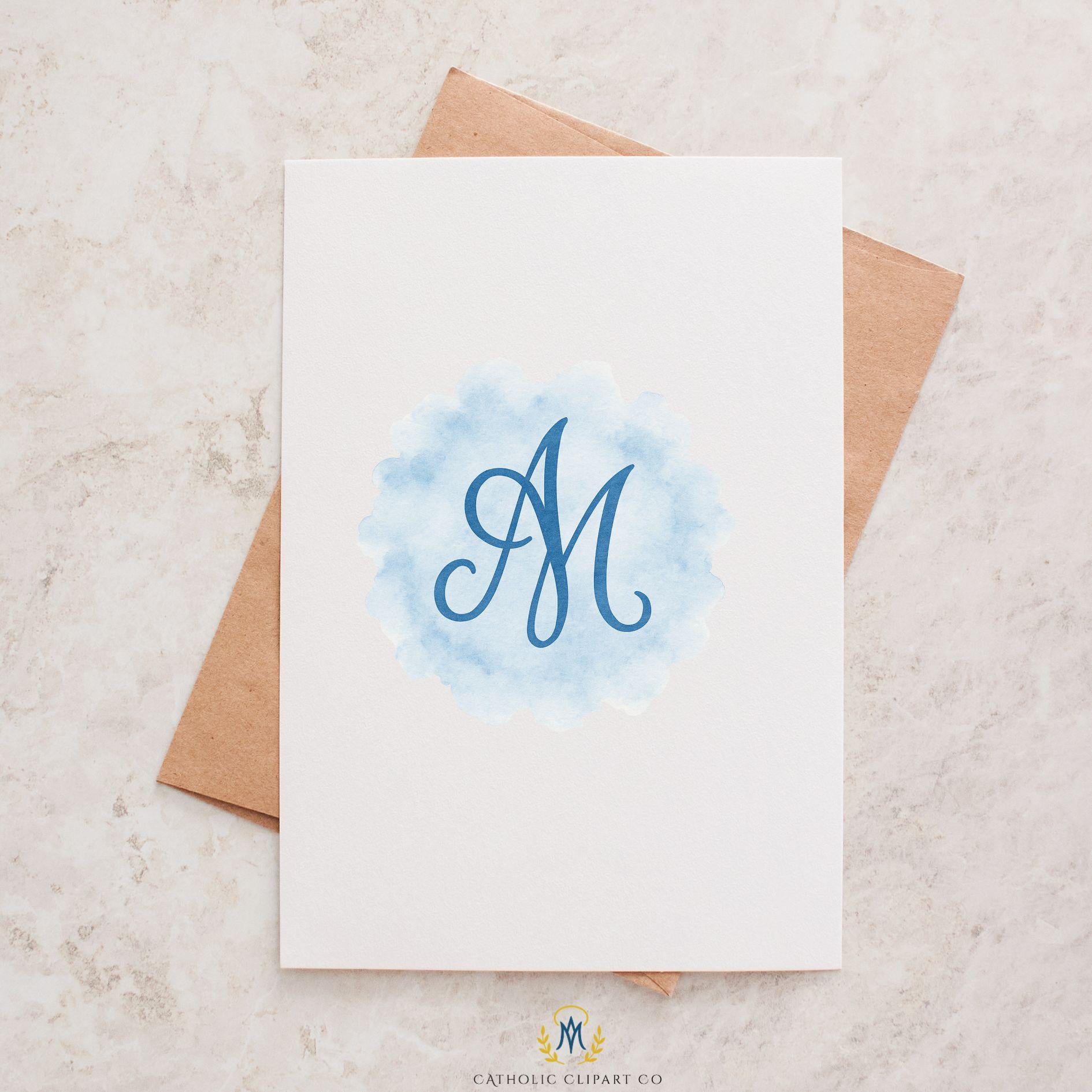 Watercolor Marian emblem for devotional art • Emblema mariano en acuarela para arte devocional