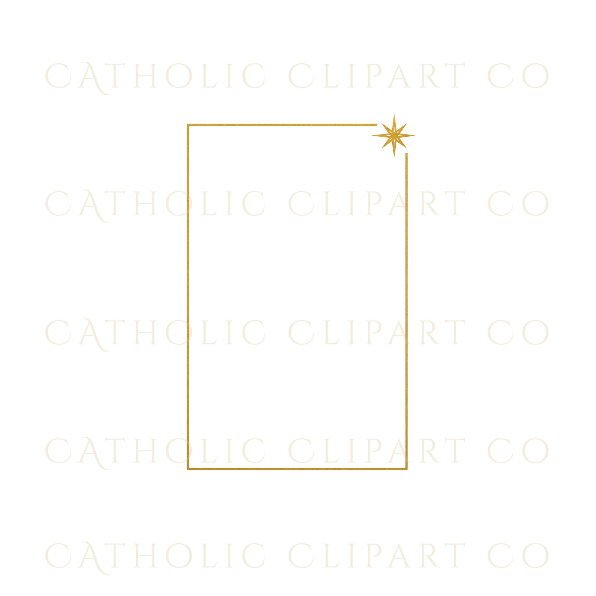 Gold frame with Nativity silhouette at the top for holiday projects • Marco dorado con silueta del Nacimiento arriba para proyectos navideños