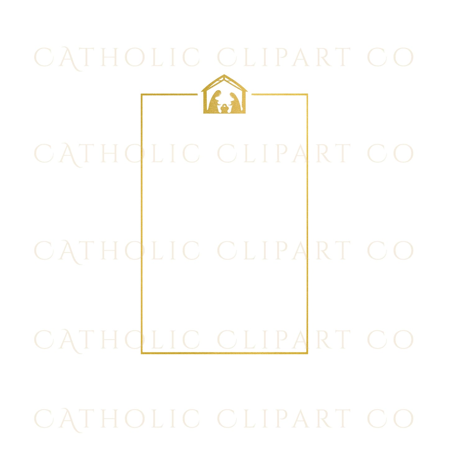 Catholic snowflake and cross gold frame for winter designs • Marco dorado con copos de nieve y cruz para diseños de invierno