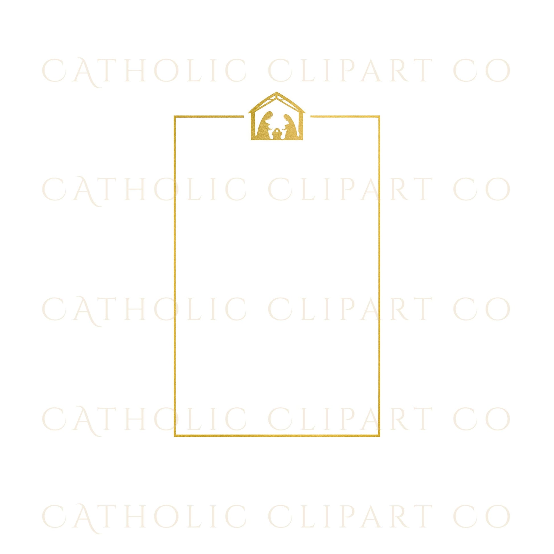 Catholic snowflake and cross gold frame for winter designs • Marco dorado con copos de nieve y cruz para diseños de invierno