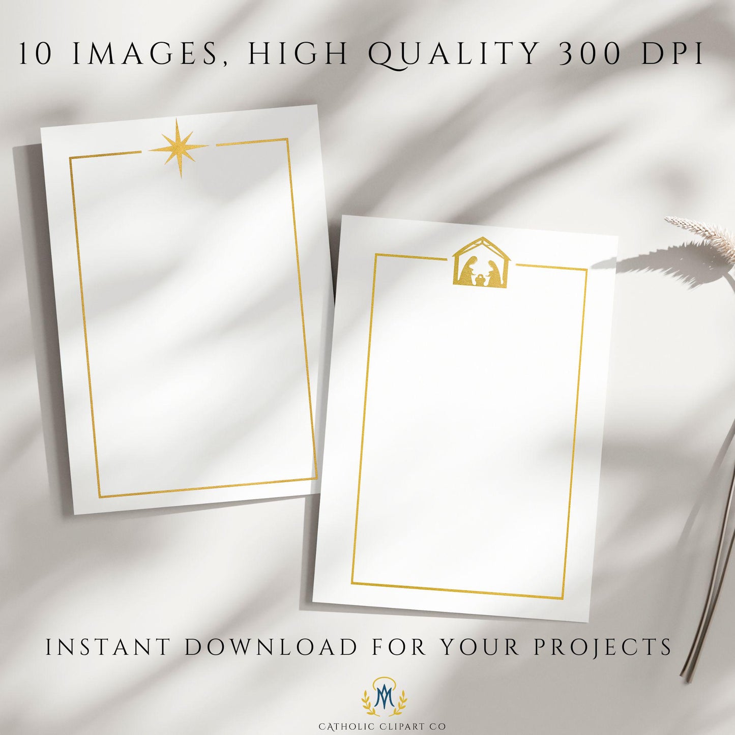 Catholic digital frame with gold holy accents • Marco digital católico con detalles dorados sagrados