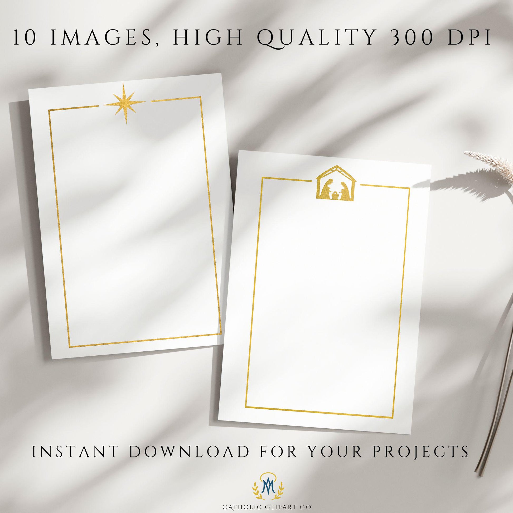 Catholic digital frame with gold holy accents • Marco digital católico con detalles dorados sagrados