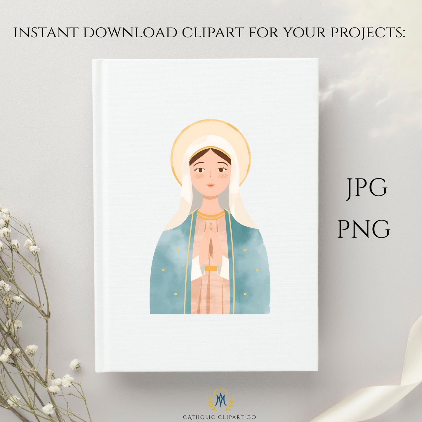 Holy Mary praying digital art | Arte digital de la Virgen María orando
