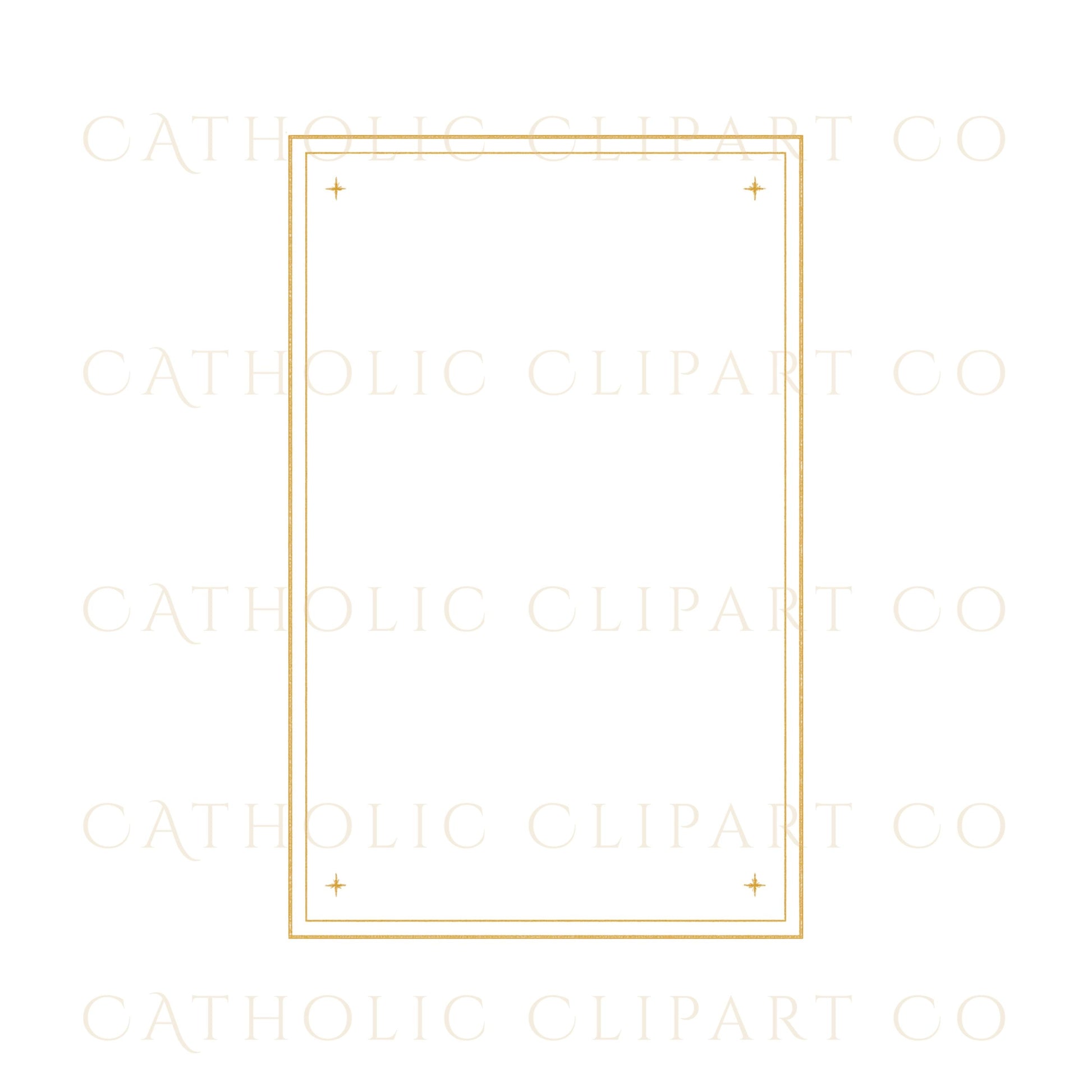 Gold rectangle frame for printable saint images / Marco rectangular dorado para imágenes de santos imprimibles