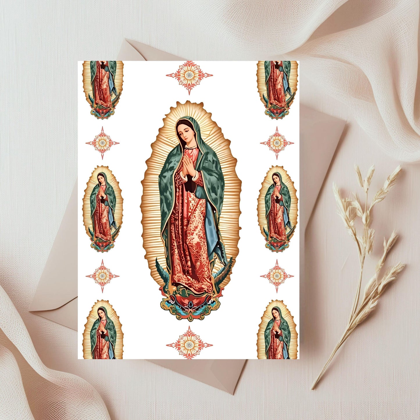 Virgin Mary Catholic background with gold rays – Fondo católico de la Virgen María con rayos dorados