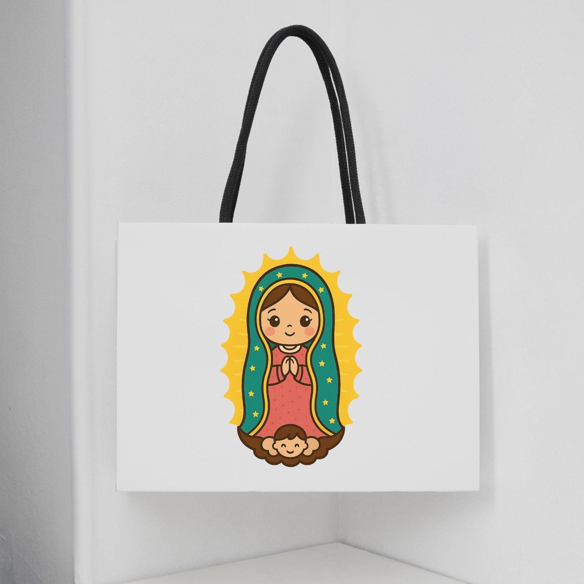 Chibi Virgin Mary Catholic illustration for crafts – Ilustración católica chibi de la Virgen María para manualidades