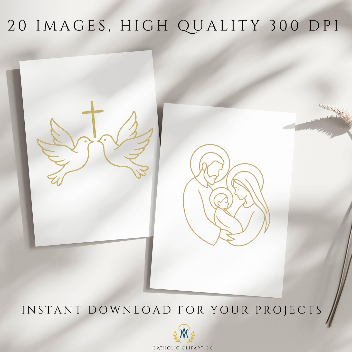 Gold cross with floral accents for invitations • Cruz dorada con detalles florales para invitaciones