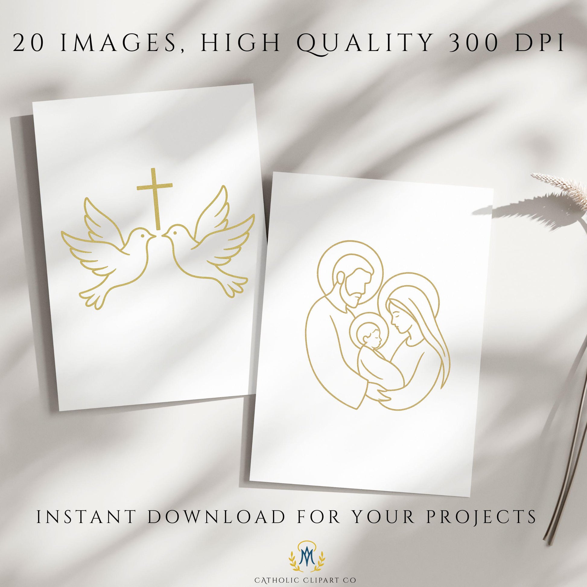 Gold cross with floral accents for invitations • Cruz dorada con detalles florales para invitaciones