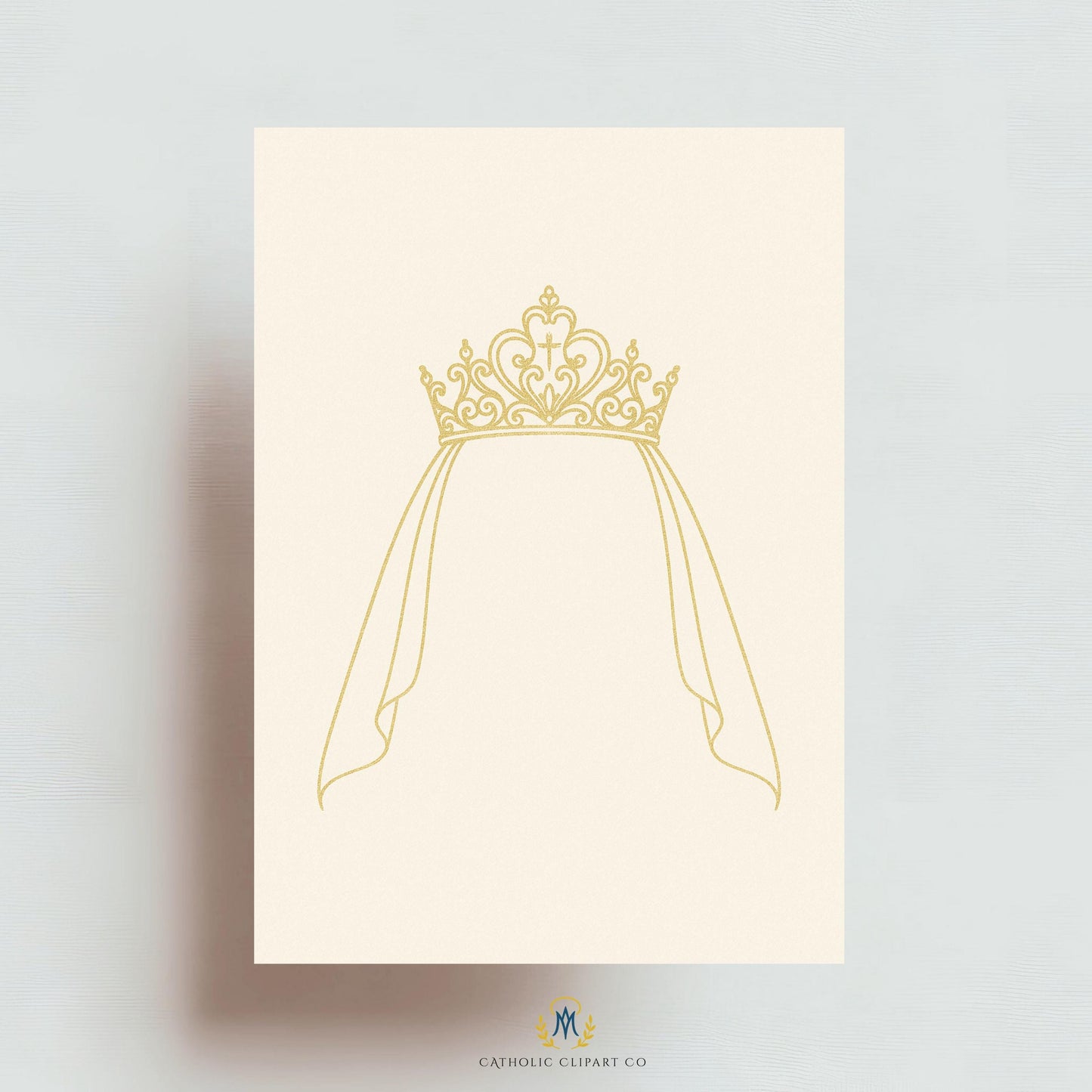 St. Joseph wedding emblem gold line illustration • Emblema de San José en ilustración dorada