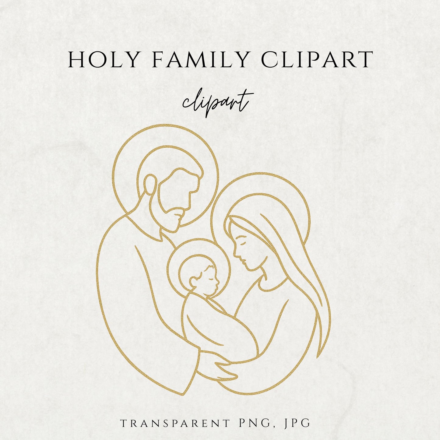 Holy Family gold line art illustration – Sagrada Familia en línea dorada