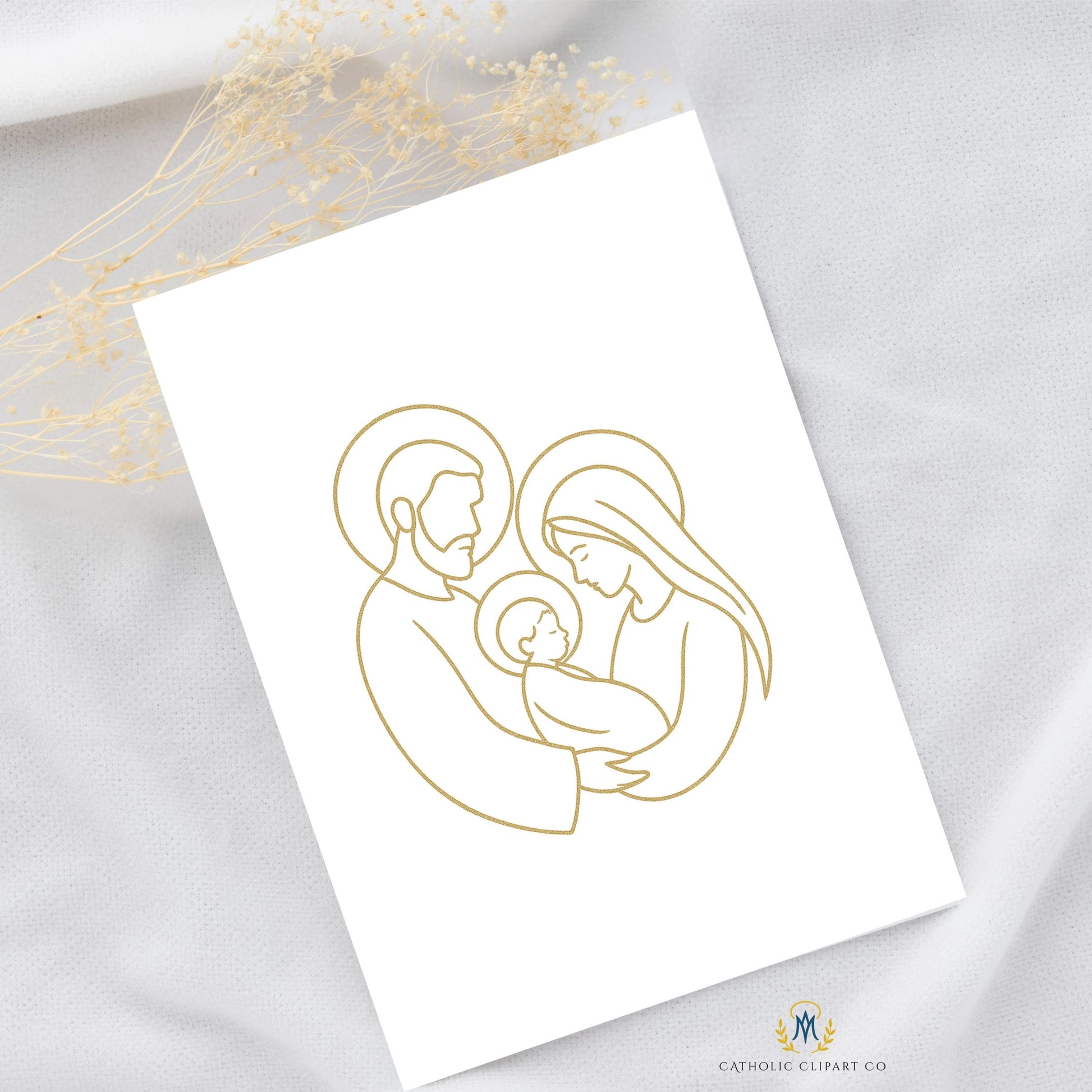 Mary and Joseph holding baby Jesus – María y José sosteniendo al niño Jesús