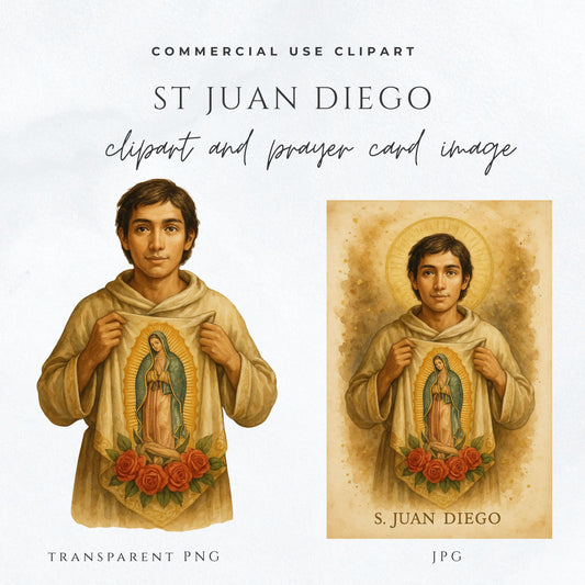Saint Juan Diego holding tilma with Our Lady of Guadalupe illustration — San Juan Diego con la tilma y la Virgen de Guadalupe