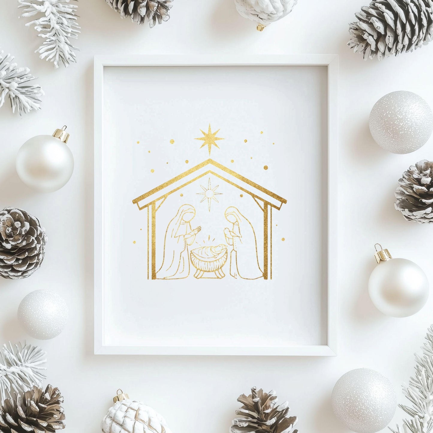 Gold Christmas holy family, Sagrada Familia dorada
