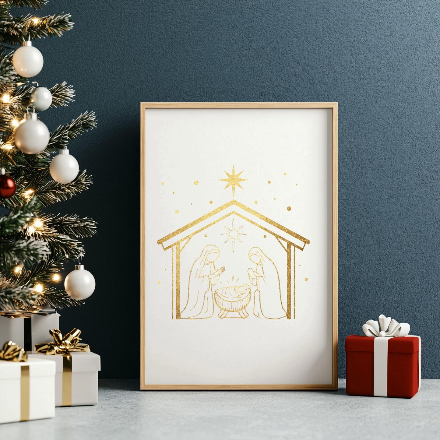 Baby Jesus nativity gold art, arte dorado del Niño Jesús
