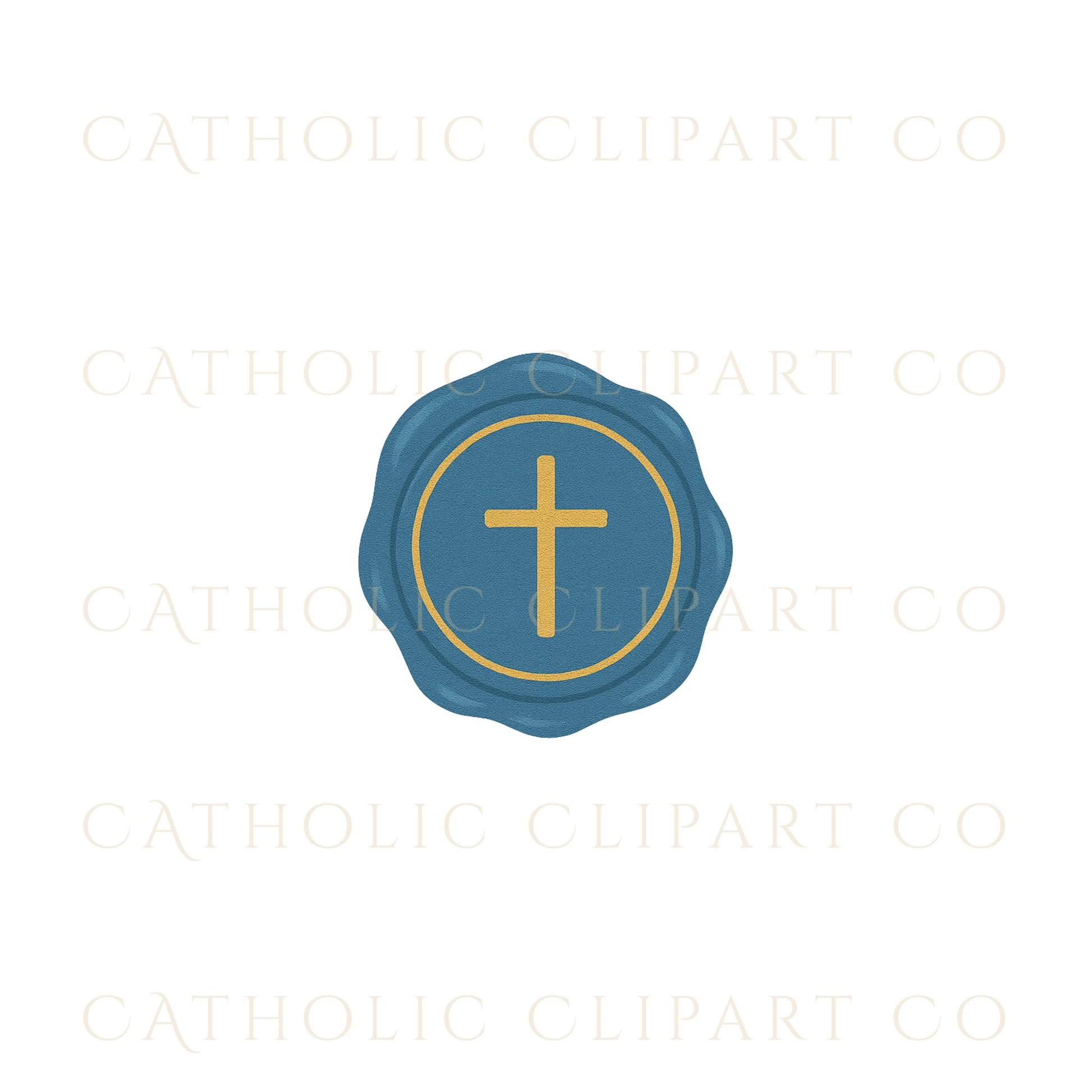 Blue and gold Catholic wedding symbols clipart for invitations – Símbolos católicos de boda en azul y dorado para invitaciones