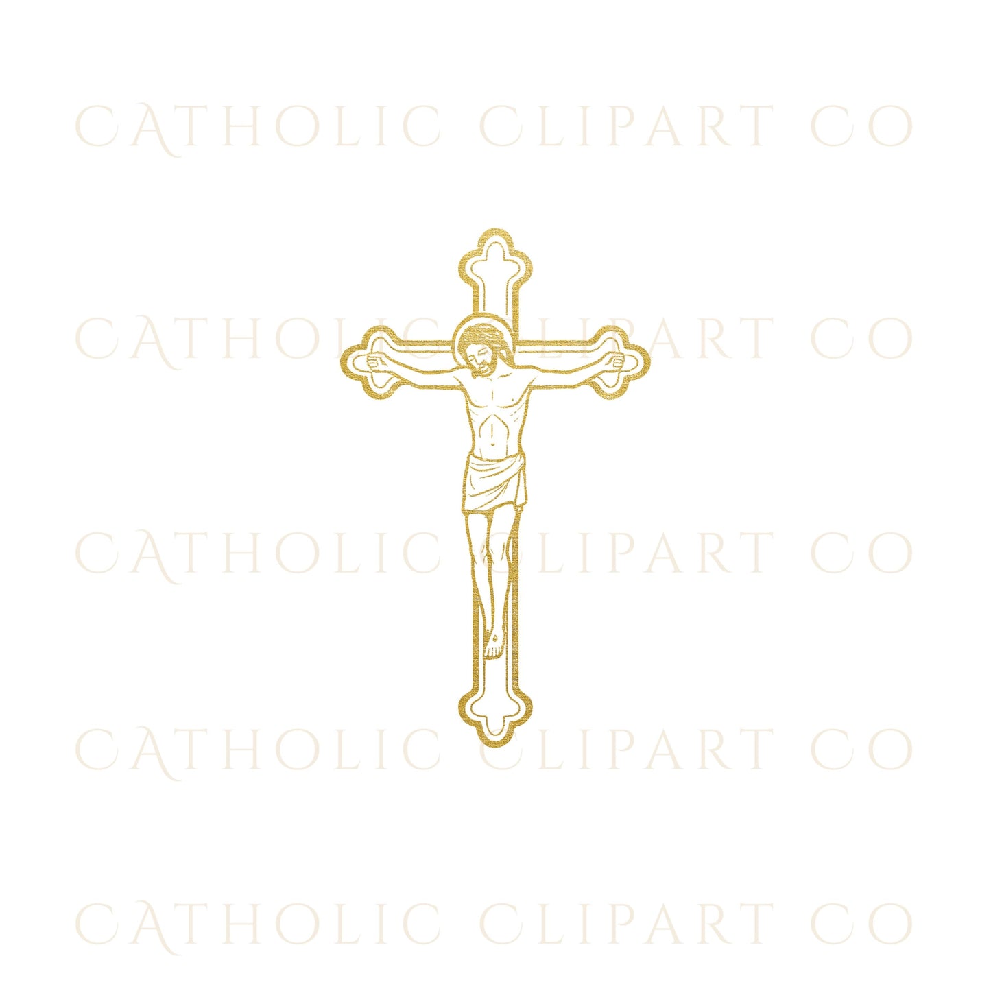 Elegant gold crucifix clipart for Catholic designs / Clipart de crucifijo dorado elegante para diseños católicos