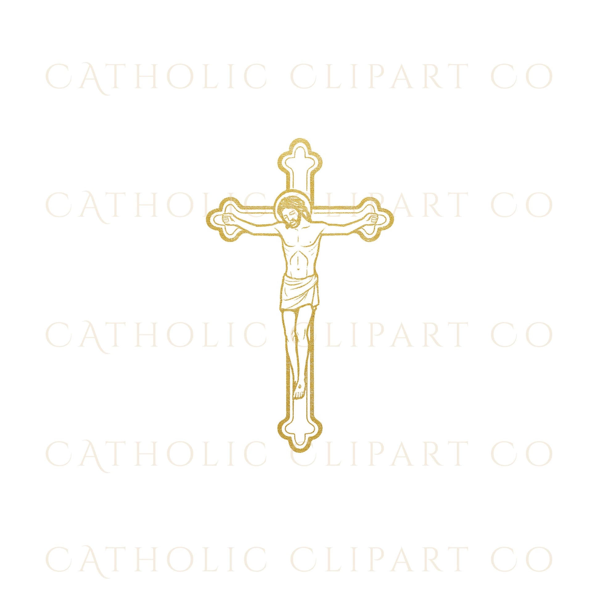 Elegant gold crucifix clipart for Catholic designs / Clipart de crucifijo dorado elegante para diseños católicos