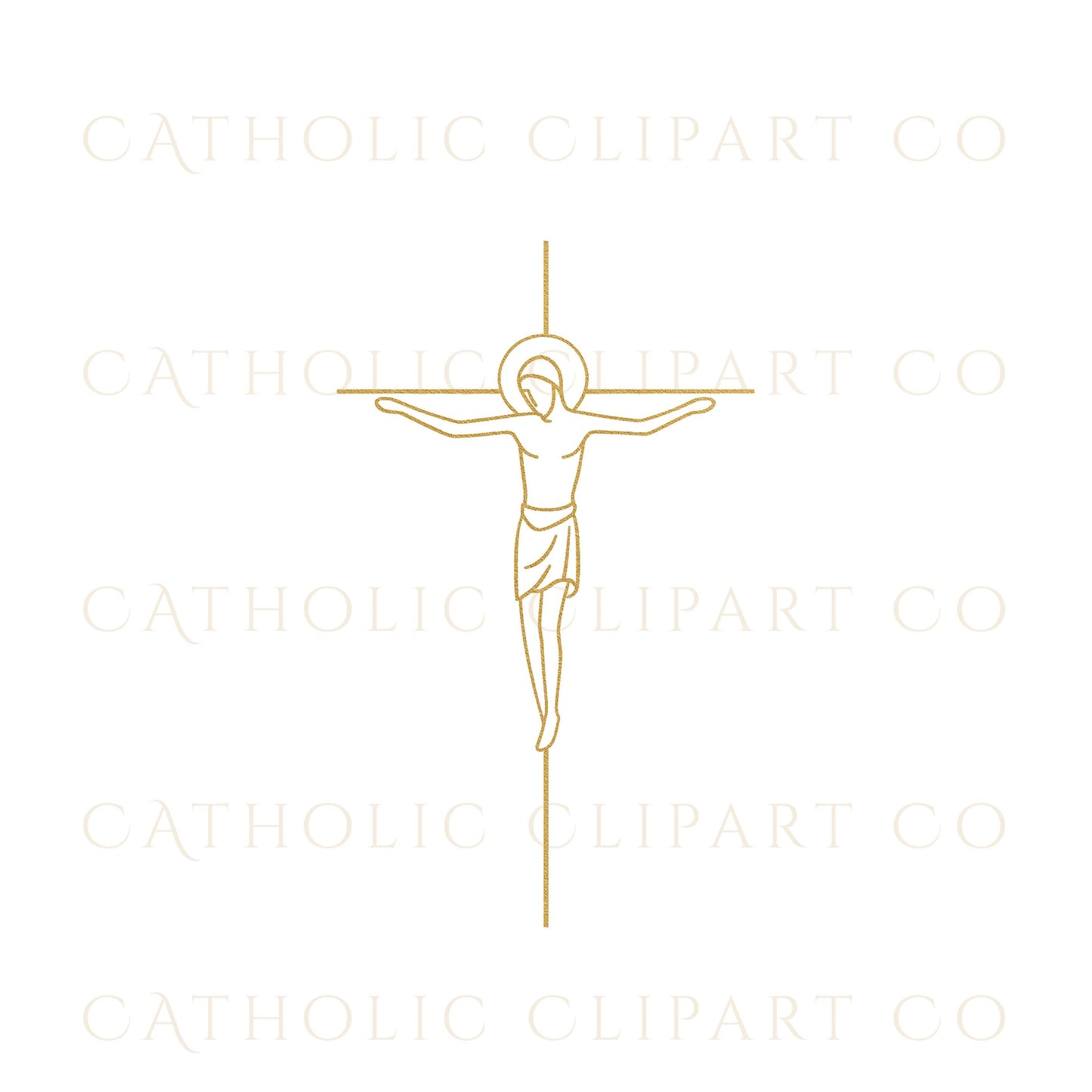 Minimal gold Catholic cross clipart illustration / Ilustración de clipart de cruz católica dorada minimalista