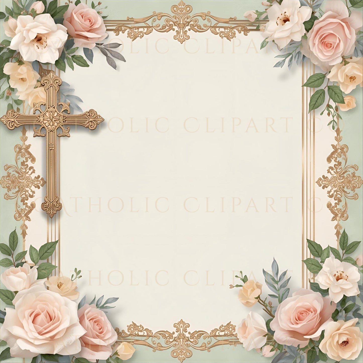 Christian wedding invitation background with soft flowers • Fondo para invitación de boda cristiana con flores suaves