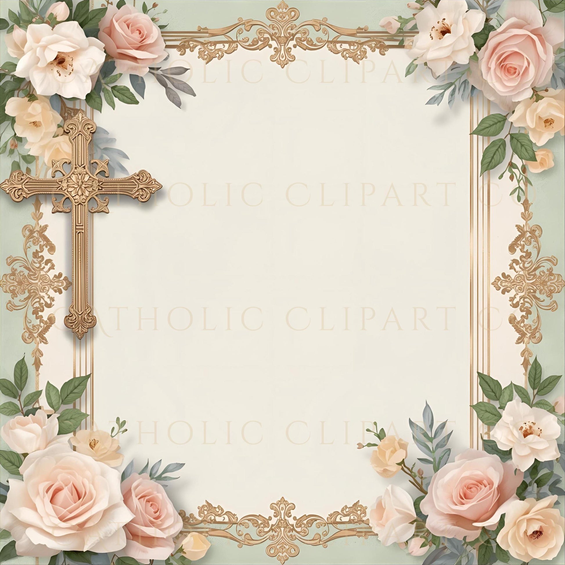 Christian wedding invitation background with soft flowers • Fondo para invitación de boda cristiana con flores suaves