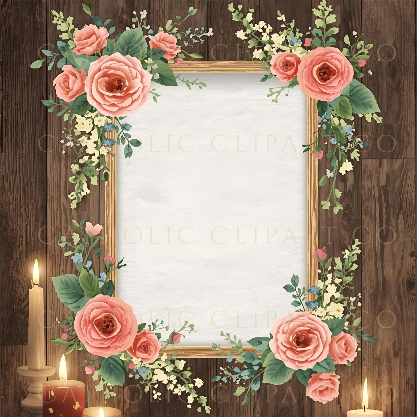 Baptism or communion invitation floral frame • Marco floral para invitación de bautizo o primera comunión