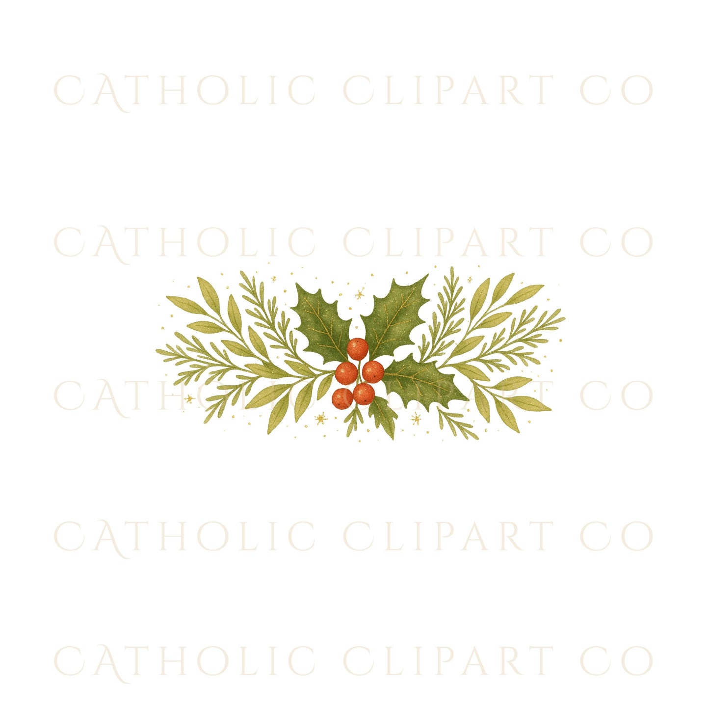 Green Christmas wreath with ornate gold cross in center — Guirnalda verde de Navidad con cruz dorada ornamentada al centro