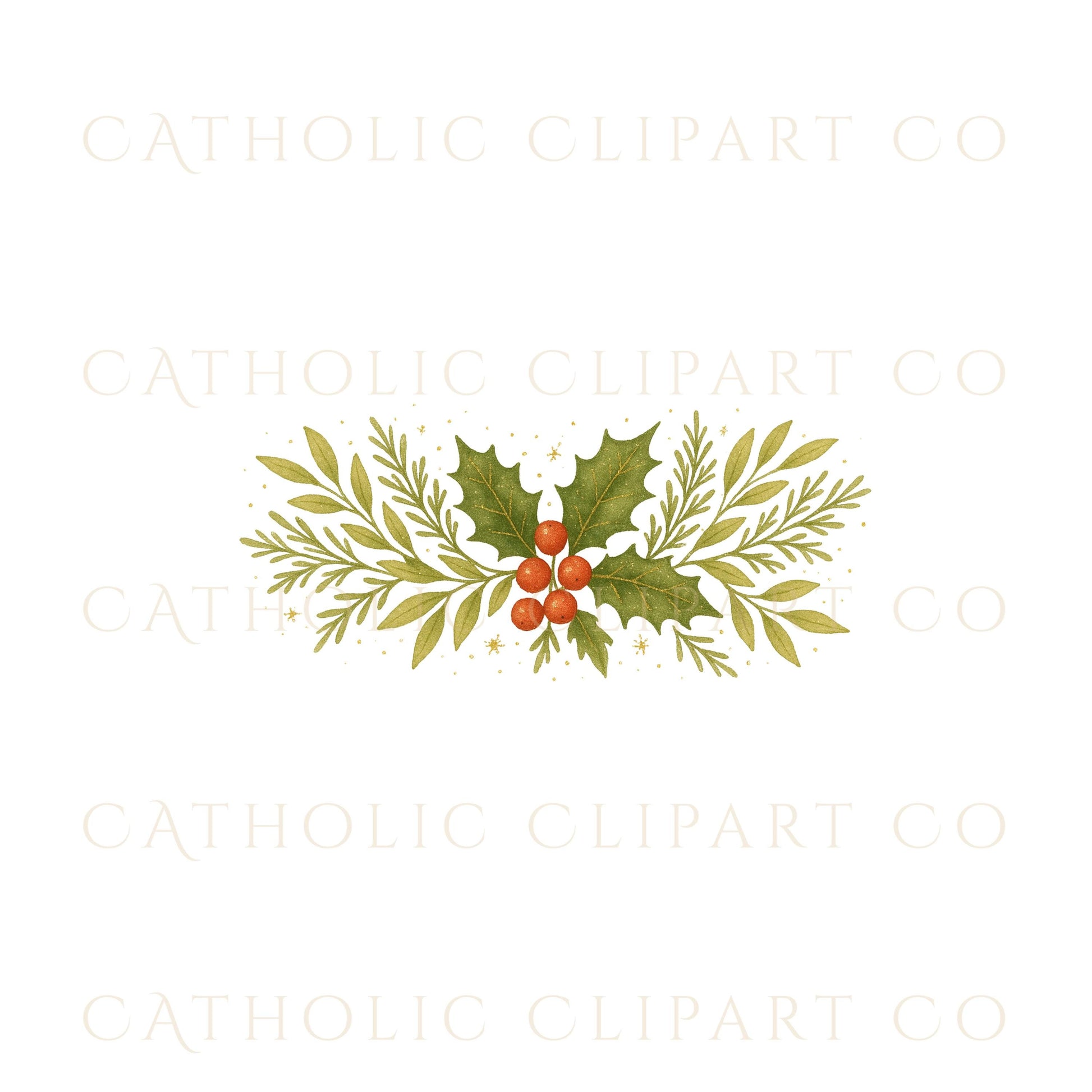 Green Christmas wreath with ornate gold cross in center — Guirnalda verde de Navidad con cruz dorada ornamentada al centro