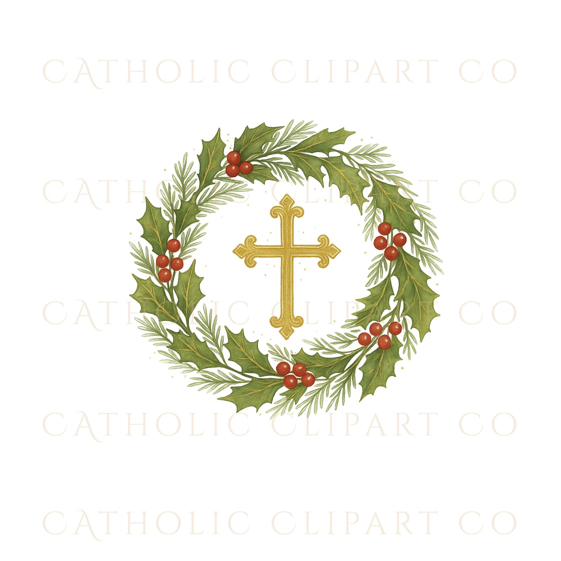 Catholic wreath clipart with Marian Auspice M monogram — Guirnalda católica con monograma Mariano M